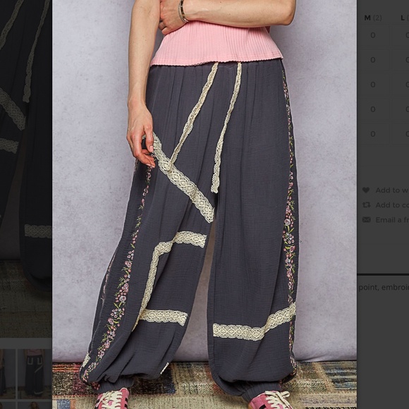 POL “ Braintree 4” POL Double Gauze Joggers with Embroidery Detail SR22 - Picture 1 of 7